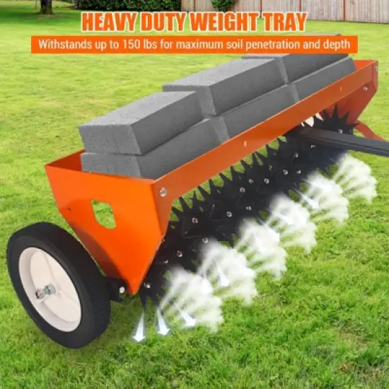 Tow Behind Aerator, 40 Inch Plug Aerator with Universal Hitch, Durable Lawn Aerator Soil Penetrator Tractor with Transport Wheels image {7}