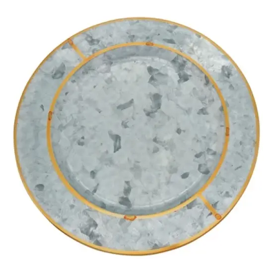 Saro Lifestyle Gold Rim Galvanized Charger, 13" &Oslash; Round, Silver (Set of 4) image {4}