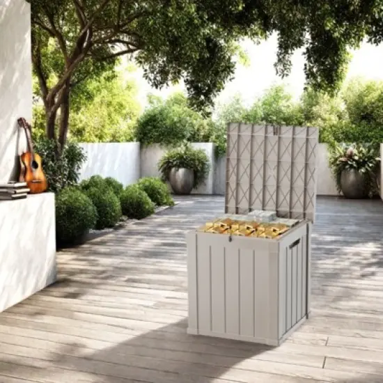 DSVIMOY Deck Boxes, 4-Piece 45 Gal Outdoor Storage Deck Box, Small Patio Storage Bin for Garden Tools, Black & Brown, 30.75"*17.13"*21.85" image {3}