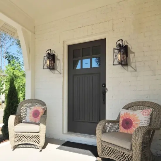 2pk 12.5" Metal/Glass "X" Outdoor Wall Lamps Rusty - LNC image {9}