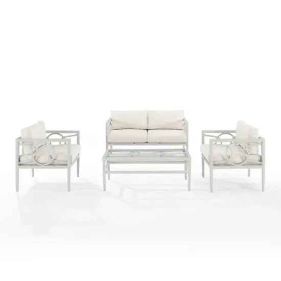 Ashford 4pc Outdoor Metal Conversation Set - Cream - Crosley image {5}
