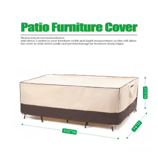 F&J Outdoors Premium Waterproof Outdoor Patio Rectangular Table Cover - Beige+Coffee image {7}