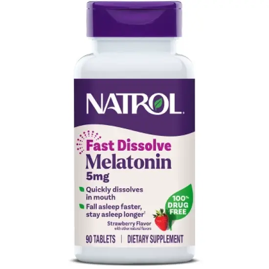 Natrol Melatonin 5mg Sleep Aid Fast Dissolve Tablets - Strawberry - 90ct image {10}