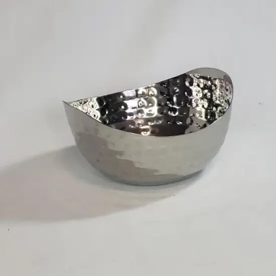 Hammered Stainless Steel Two Angle Bowl 10" image {2}