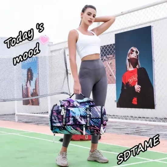 Gym Duffle Bag Backpack with Shoe Compartment,4 ways Travel Backpack for Women and Men image {5}