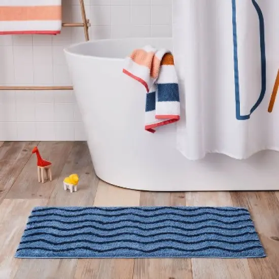 Wave Kids' Bath Rug Navy - Pillowfort&trade; image {1}