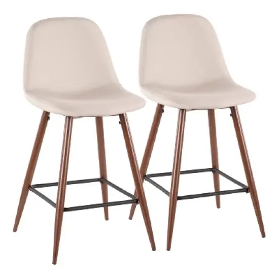 Set of 2 Pebble Mid-Century Modern Counter Height Barstools - LumiSource image {9}
