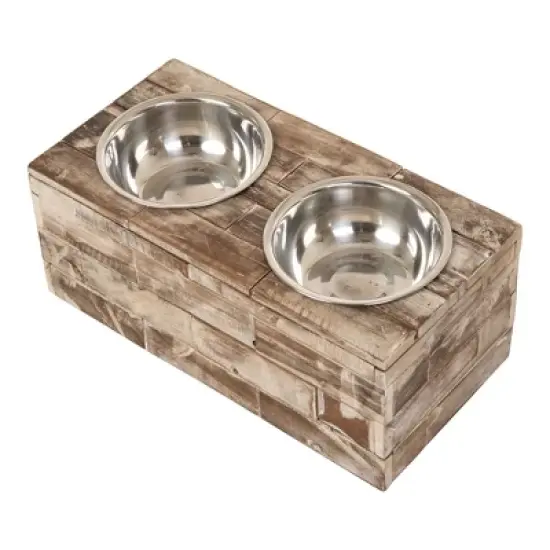 Huntley Pet Elevated Dog and Cat Double Bowl Feeder Stainless Steel Bowls (Berjen, Large) image {3}