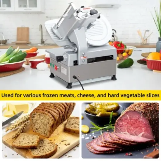 Electric Food Slicer, Full-Auto Stainless Steel Electric Food Cutter Machine with Adjustable Thickness image {4}