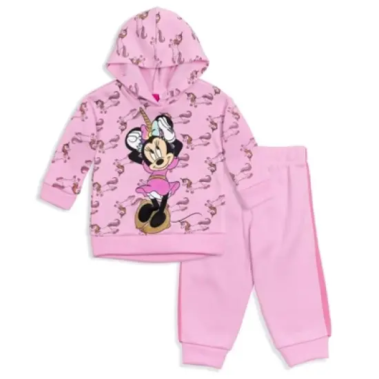 Disney Minnie Mouse Girls Fleece Pullover Hoodie and Pants Outfit Set Little Kid  image {8}
