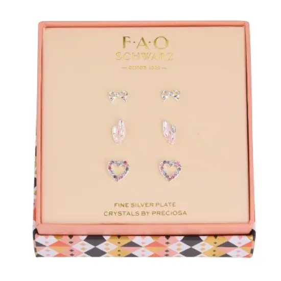 FAO Schwarz Silver Tone Ballet Slipper Trio Earring Set image {1}