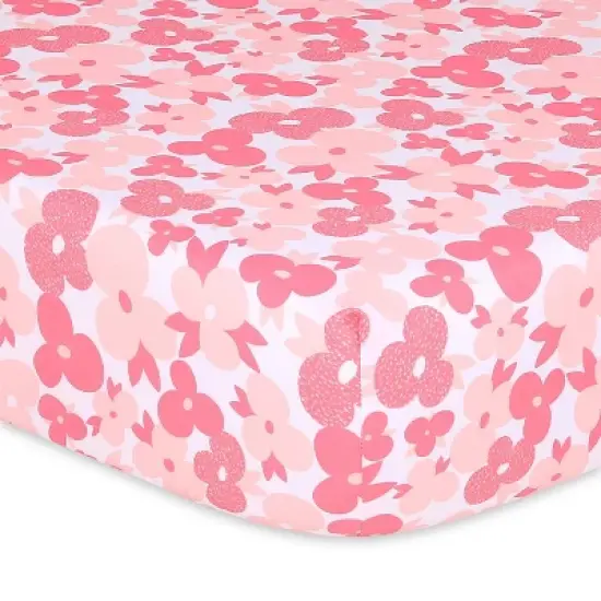 The Peanutshell Fitted Crib Sheets - Pink Floral Punch - 4pk image {1}