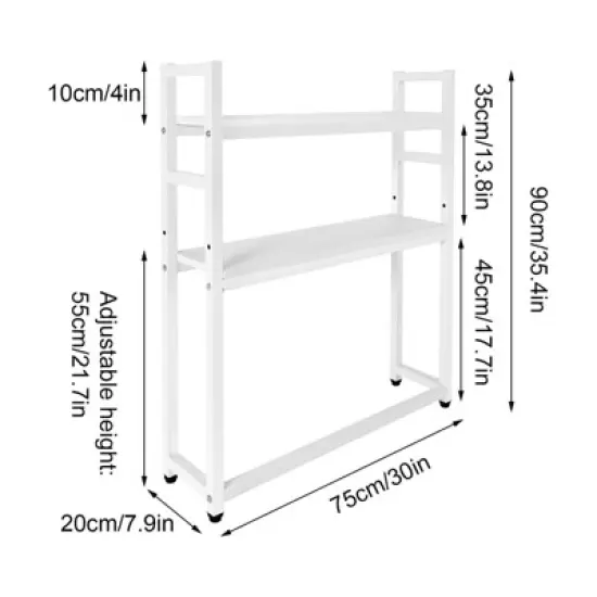 YIYIBYUS Computer Desktop Bookcase 2-Tier Multipurpose White Countertop Wood Rack Organizer image {2}