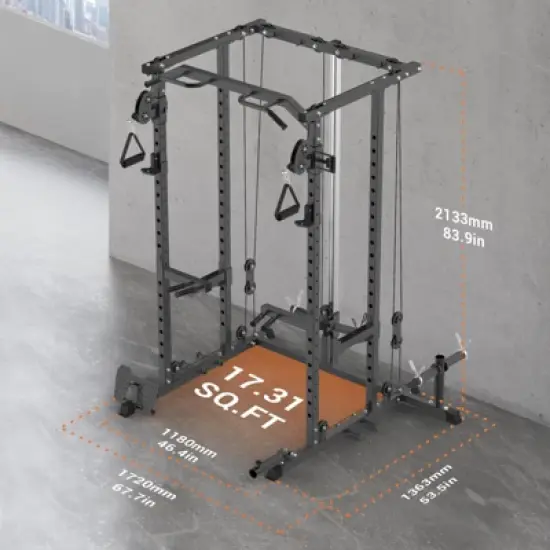 2000LB Power Cage with Dual Pulley System - 5-In-1 Squat Rack, Pull-Up Station & Dip Bars | Space-Saving Home Gym image {1}