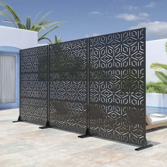 PexFix 72 in. H x 47 in. W Outdoor Metal Privacy Screen Web Pattern in Black image {3}