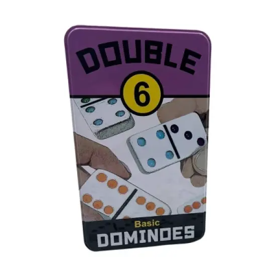 University Games Double 6 Basic Dominoes Board Game: Patterns, 1-4 Players, Game Time 20-40 Minutes, Storage Tin image {11}