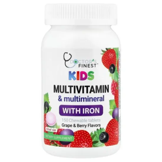 Doctor's Finest Kids Multivitamin & Multimineral with Iron, Grape & Berry, 150 Chewable Tablets image {4}