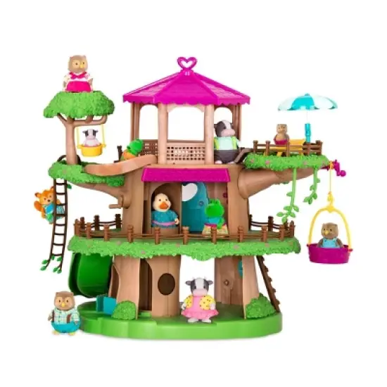 Li'l Woodzeez Toy Treehouse with Elevator 22pc - Treehouse Playset image {1}