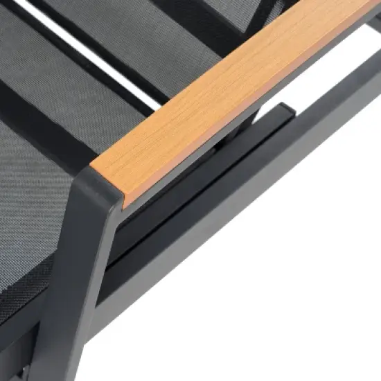 GDFStudio Edan Outdoor Aluminum and Mesh Chaise Lounge, Black image {7}