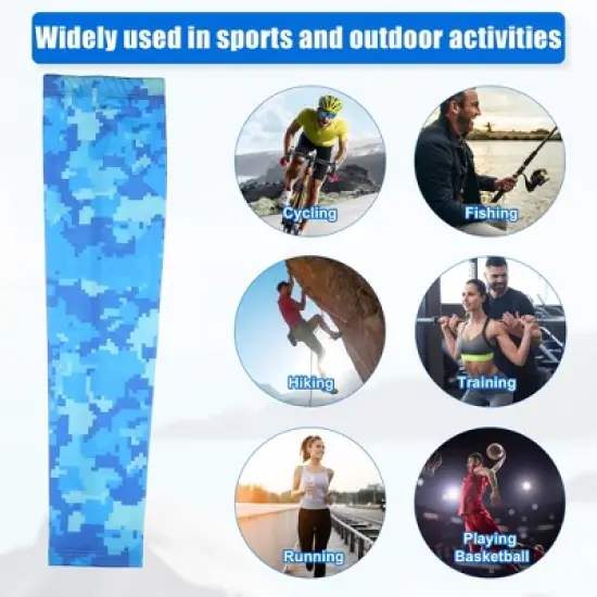 Unique Bargains Basketball Sports Camouflage Cooling Arm Elbow Compression Sleeve Light Blue 1 Pair image {1}