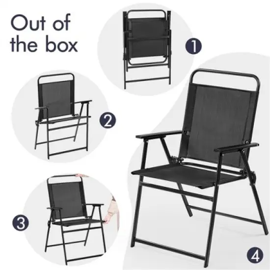 Yaheetech Set of 4 Outdoor Foldable Dining Chairs with Backrest and Armrests image {6}