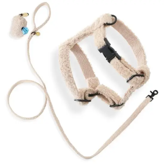 THE LICKER STORE Teddy Boucle Adjustable H Harness and Leash Walk Set with Poop Bag Pouch image {8}