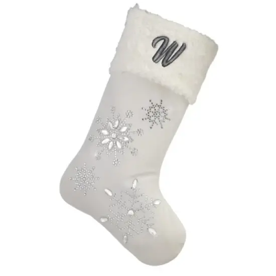 Personalization Mall Season's Sparkle Embroidered Initial Ivory Stockings image {24}