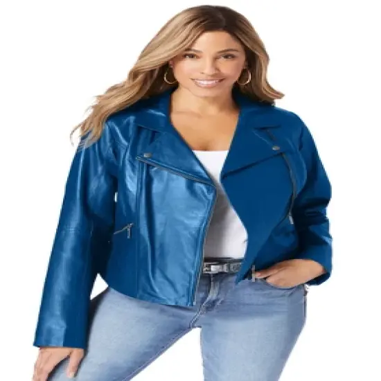 Jessica London Women&rsquo;s Plus Size Leather Moto Jacket image {3}