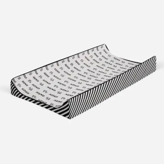 Bacati - Love Black/White kisses n hugs Changing Pad Cover image {6}