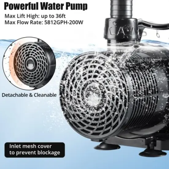 Submersible Water Pump, Pond Pump 36Ft Lift Height, Submersible Pump Pond with Power Cord 16Ft, Perfect for Waterfall image {4}