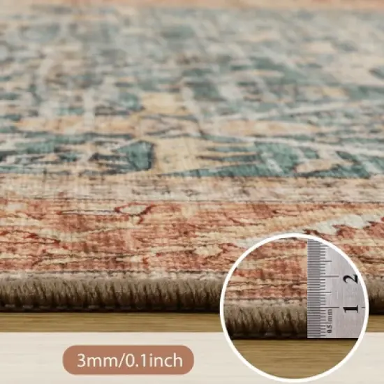 Lahome Oriental 8'2"x10' Area Rugs Ultra-Thin Soft Orange Rugs for Living Room Washable Non-Shed Print  Indoor Carpet for Bedroom Playroom Nursery image {3}