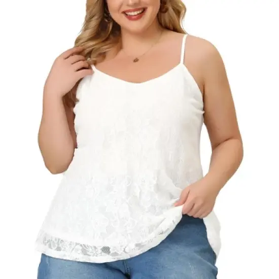 Agnes Orinda Women's Plus Size Lace Floral Adjustable Strap Elegant Camisole image {1}