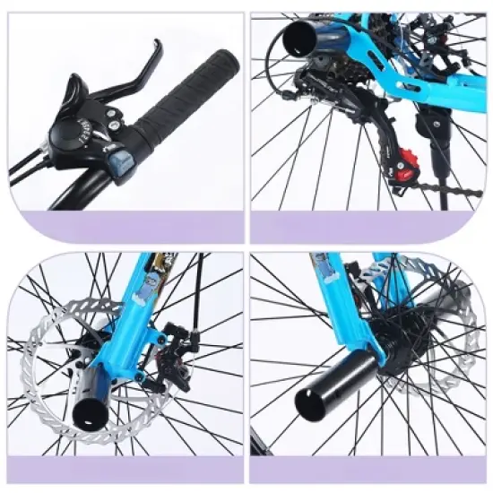 INFURNIC Bicycles, Kids Bike with Double Disc Brakes, Children's Bicycle for Boys Girls Age 12+ Years, Purple, 68.8"*26.77"*47.6" image {4}