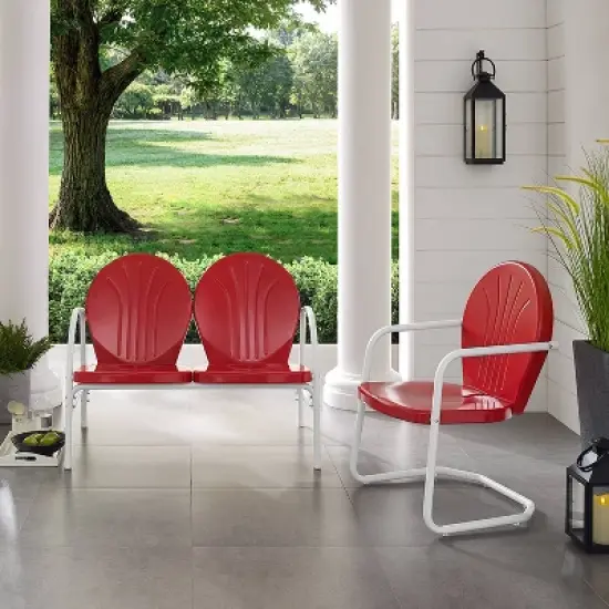 Griffith 2pc Outdoor Seating Set - Bright Red - Crosley image {2}