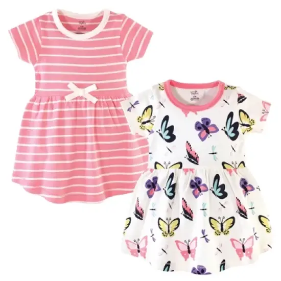 Touched by Nature Baby and Toddler Girl Organic Cotton Short-Sleeve Dresses 2pk, Butterflies and Dragonflies image {3}
