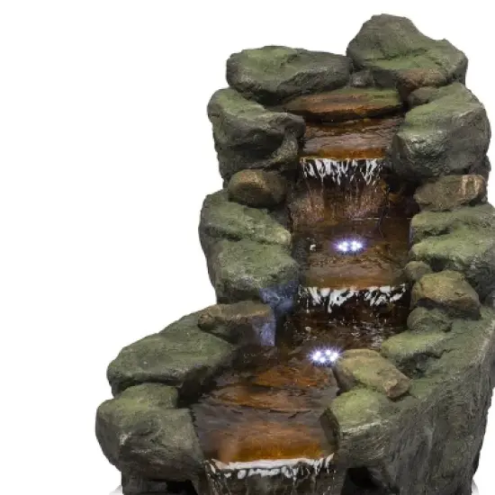20" Rocky River Rapids Stone Resin Fountain with LED Lights Gray - Alpine Corporation image {4}