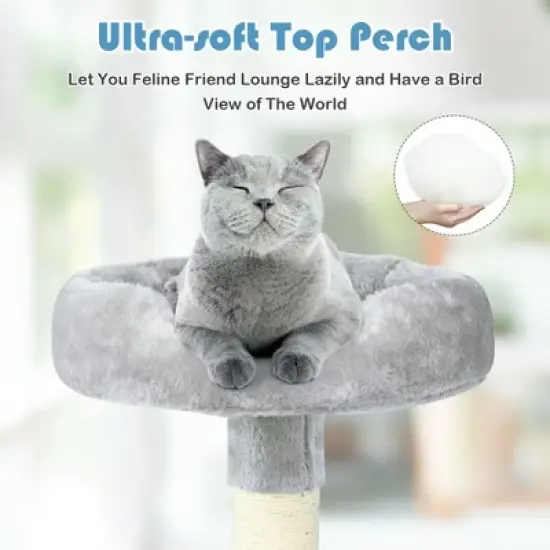 Costway 66'' Cat Tree Condo Kitten Multi-Level Activity Center Plush Perches w/ Hammock image {7}