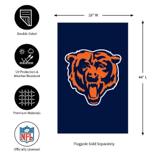 Evergreen NFL Chicago Bears Applique House Flag 28 x 44 Inches Outdoor Decor for Homes and Gardens image {6}