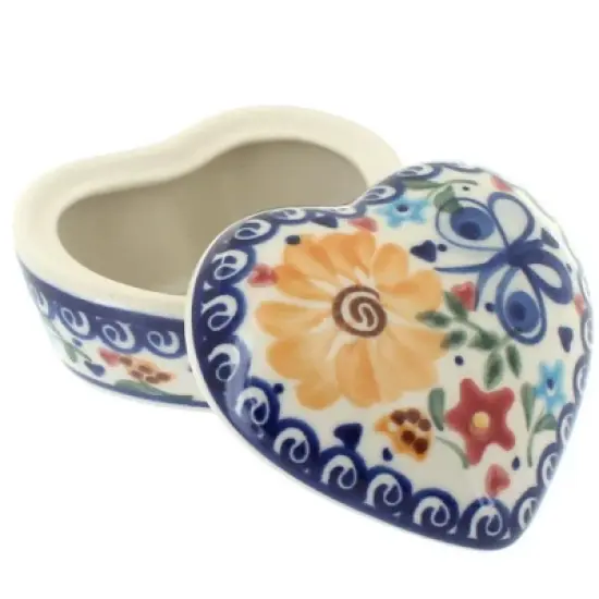 Blue Rose Polish Pottery 125 Vena Small Heart Box image {6}