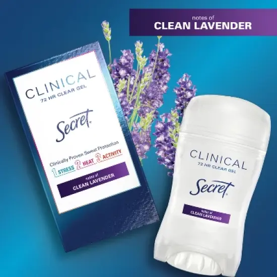 Secret Clinical Strength Clear Gel Antiperspirant and Deodorant for Women - Clean Lavender - 2.6oz image {4}