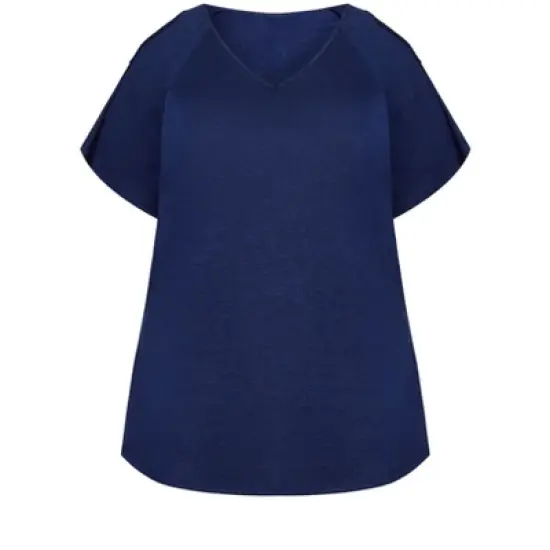 Women's Plus Size Crochet Cut Out Top  - Navy | AVENUE image {2}