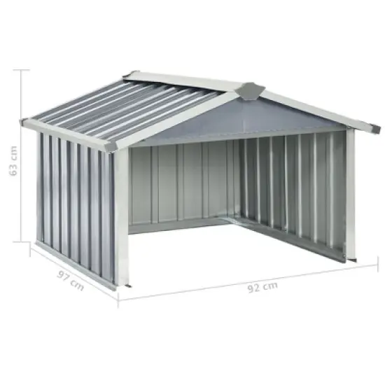 vidaXL Garden Shed Grey Galvanized steel Standard Durable Garden Shed image {8}