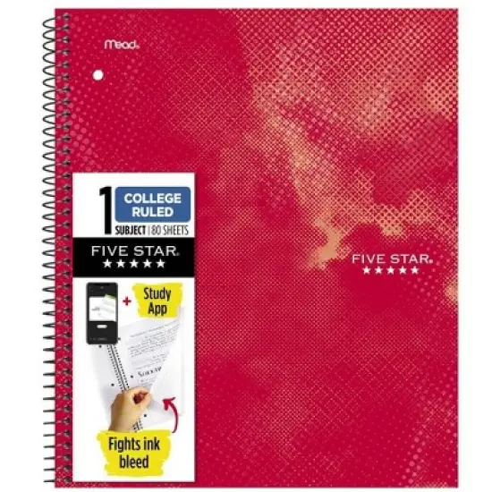 Five Star Active Subject Notebook 80ct Red image {8}