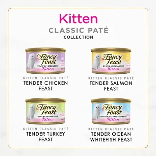 Purina Fancy Feast Tender Seafood, Turkey, Chicken and Salmon Flavor Variety Pack Wet Cat Food - 4.5lbs/24pk image {3}