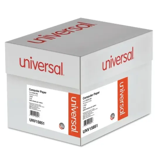 Universal Green Bar Computer Paper 18lb 14-7/8 x 11 Perforated Margins 2600 Sheets (AZRUNV15851) image {1}