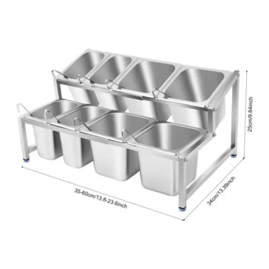 YIYIBYUS 2-Tier Stainless Steel Expandable Spice Rack, 8 Pans image {4}