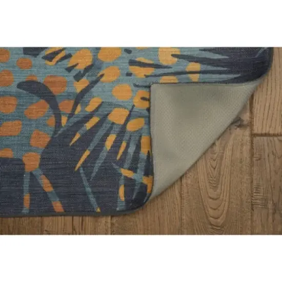 Melling Washable Outdoor Rug Navy/Gold - Linon image {3}