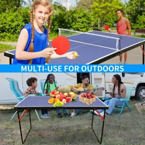 Midsize Ping Pong Table Set, 4.5ft Table Tennis Table with Net, Table Tennis Game Set with 2 Table Tennis Paddles & 3 Ping Pong Balls, PingPong Table image {6}