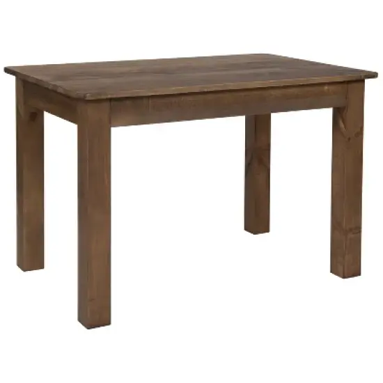 Emma and Oliver 46" x 30" Rectangular Antique Rustic Solid Pine Farm Dining Table image {12}