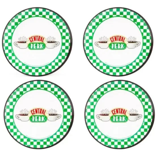 Silver Buffalo Friends Central Perk Checkerboard Logo 10-Inch Melamine Dinner Plates | Set of 4 image {7}